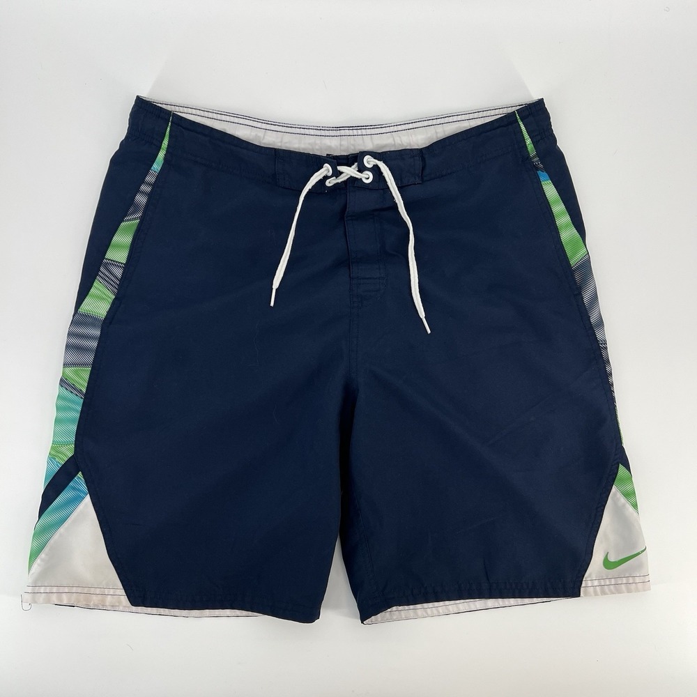 NIKE Swim Trunks Men's LARGE Mesh Lining With Pockets Blue